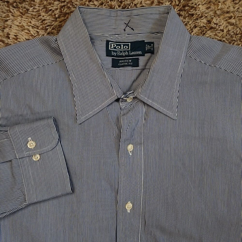 Polo Ralph Lauren Men Sz 17 34-35 Andrew Classic Fit Long Sleeve Button Up - Picture 1 of 10